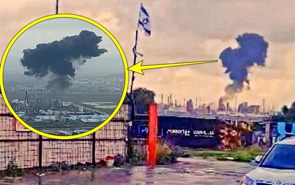 بالفيديو.. إسرائيل تستفيق على دوي انفجار قوي استهدف مصافي تكرير النفط بخليج "حيفا"